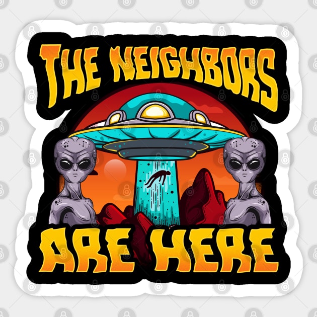 Aliens are here UFO abduction design Sticker by creative